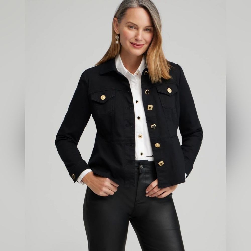 Chico's Black Peplum Jacket - 14-16 (Chico's Size 3 Never Worn)